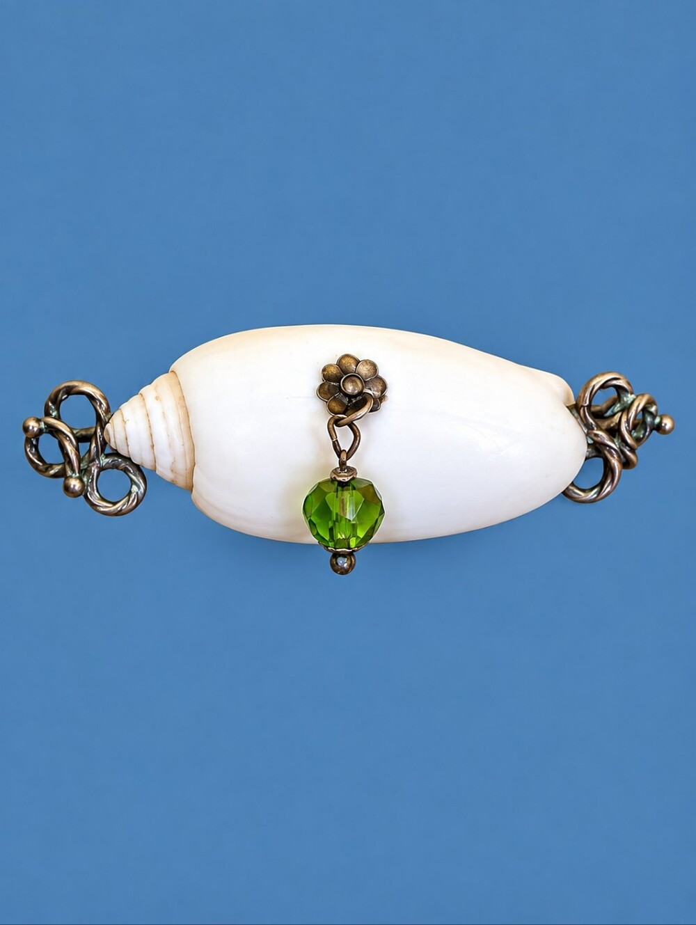 Antique White Sea Shell Brooch Hat Pin